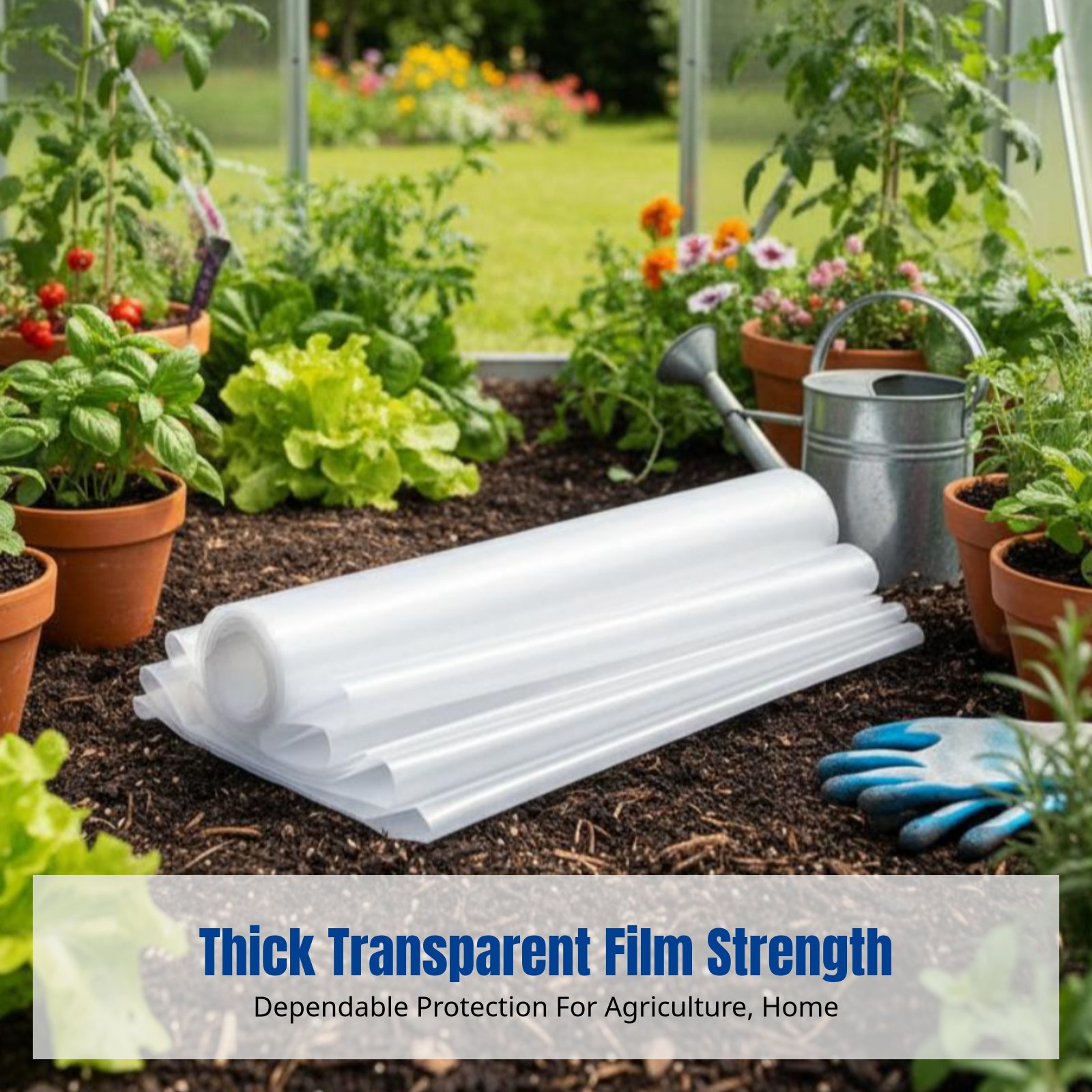 Greenhouse Plastic Film - Heavy Duty Transparent Tarp, Waterproof, Dustproof,