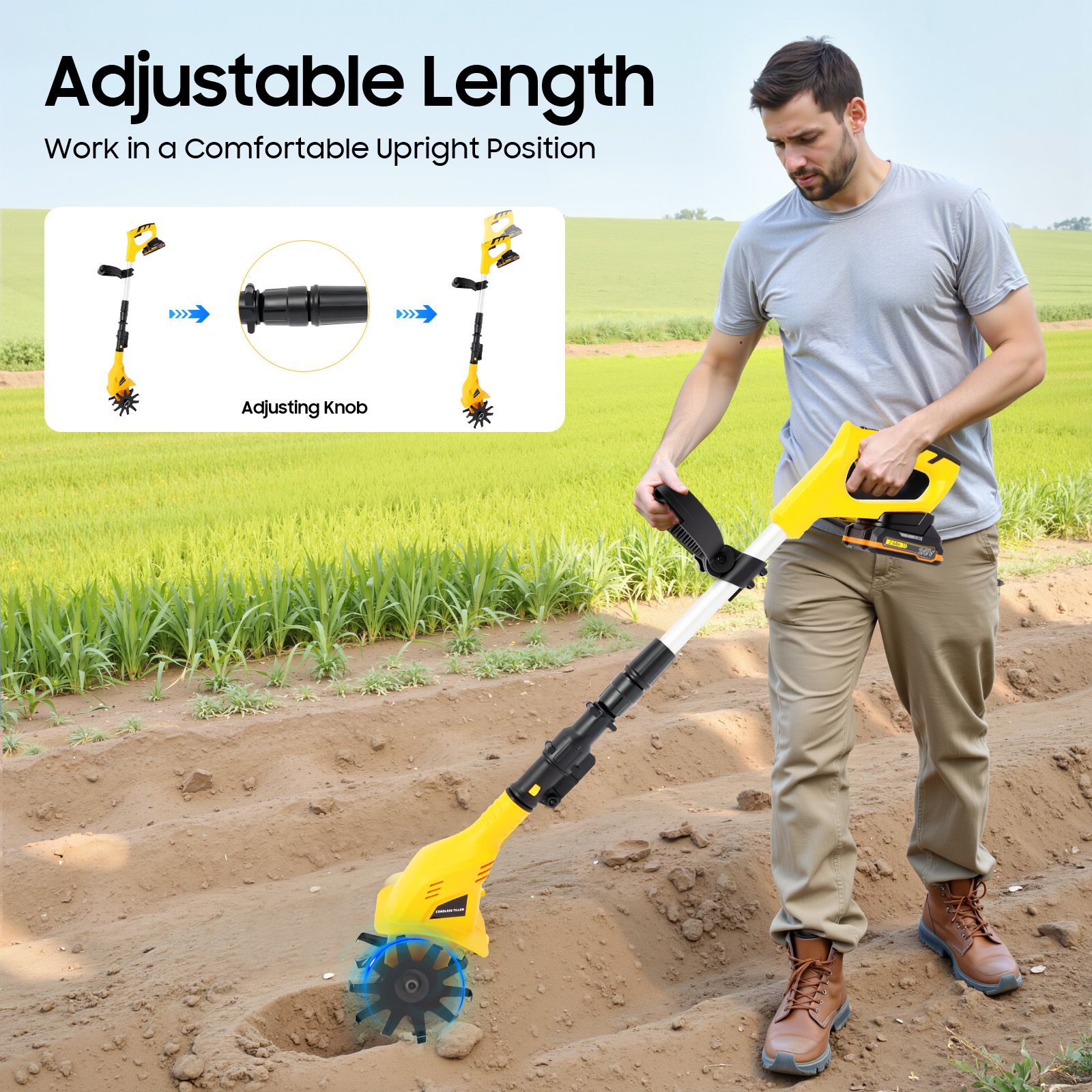 Soil Tilling Cultivator - Cordless Tilling Cultivator 20V Li-Ion Battery