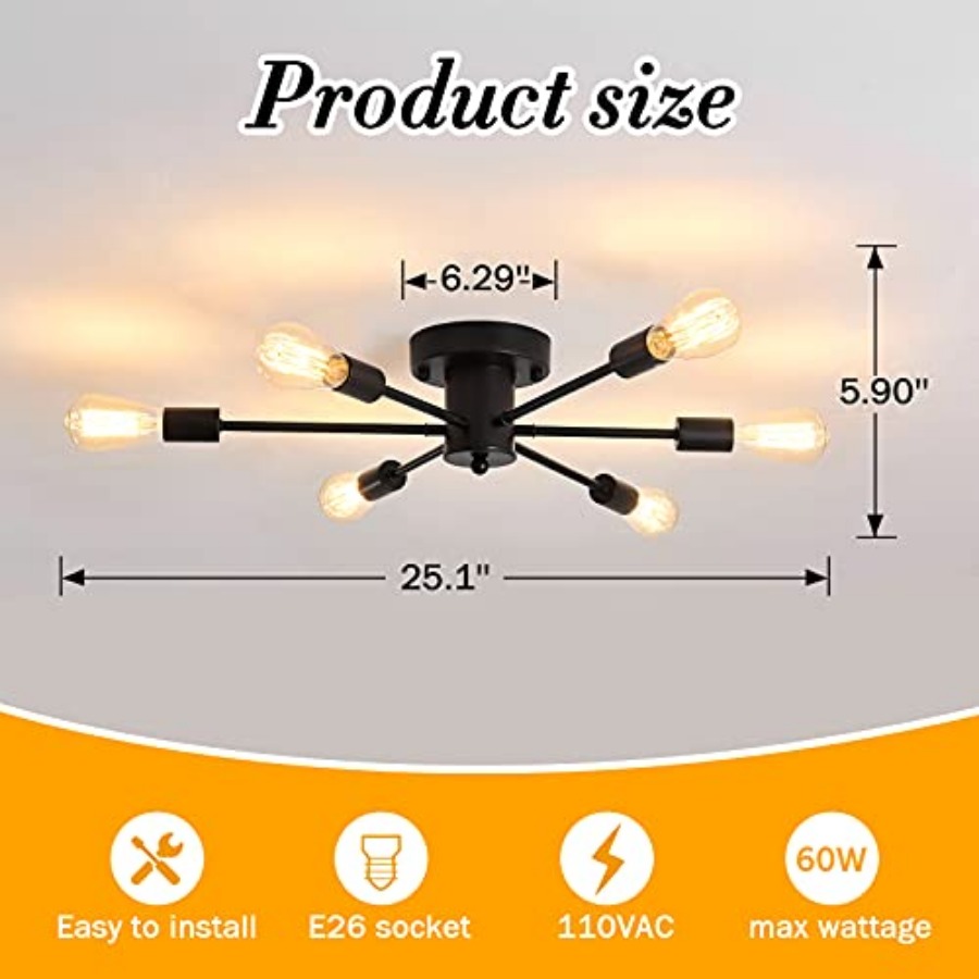 6 Lights Sputnik Semi Flush Mo – Farming A Bewertung und Preis
