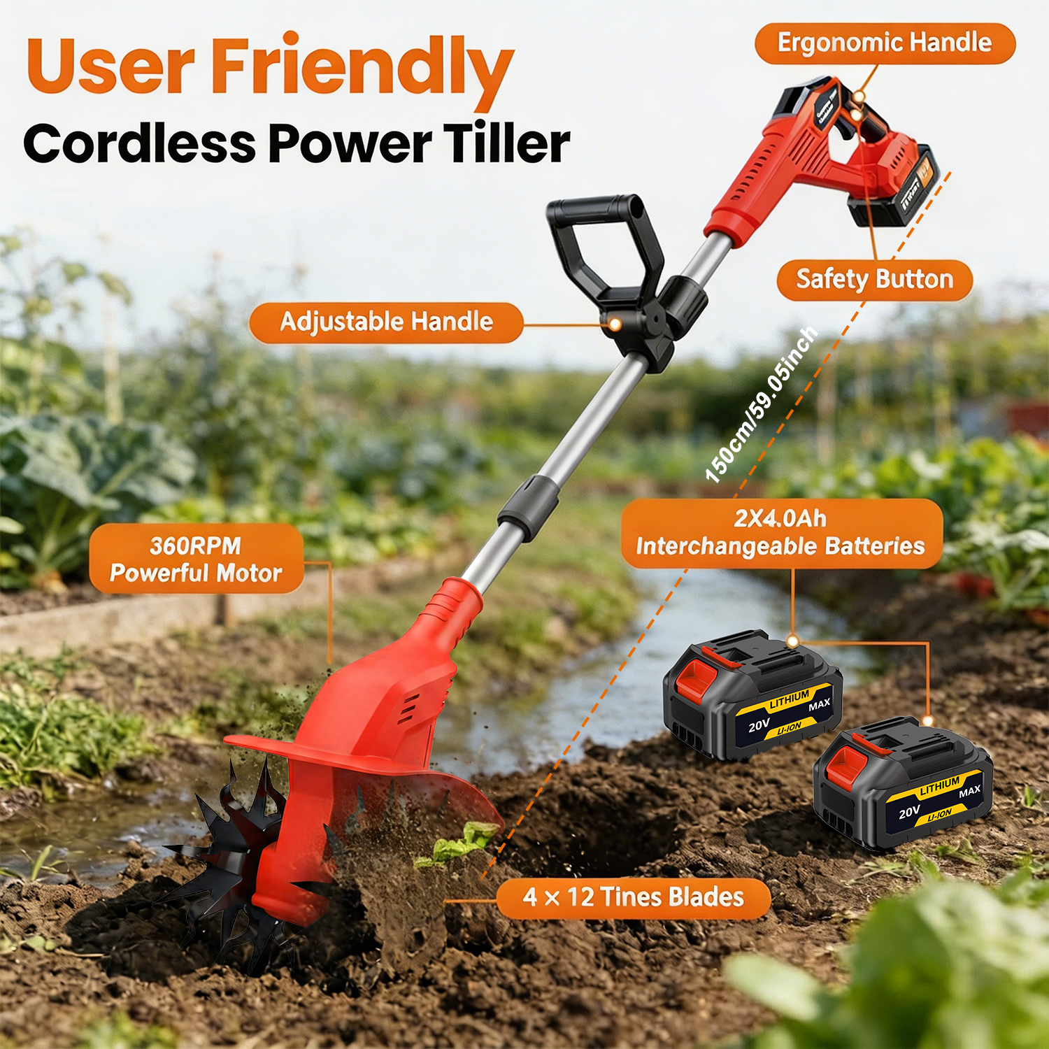 20V Cordless Tiller Cultivator – Soil Tilling Cultivator Bewertung und Preis