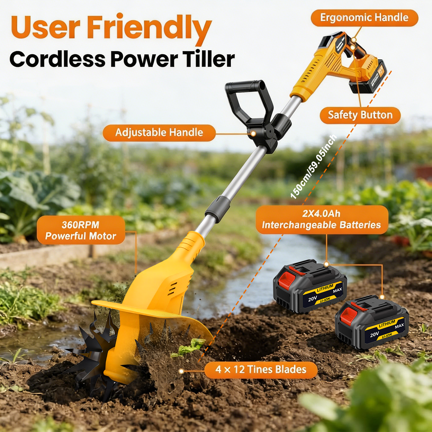 20V Cordless Tiller Cultivator – Soil Tilling Cultivator Bewertung und Preis