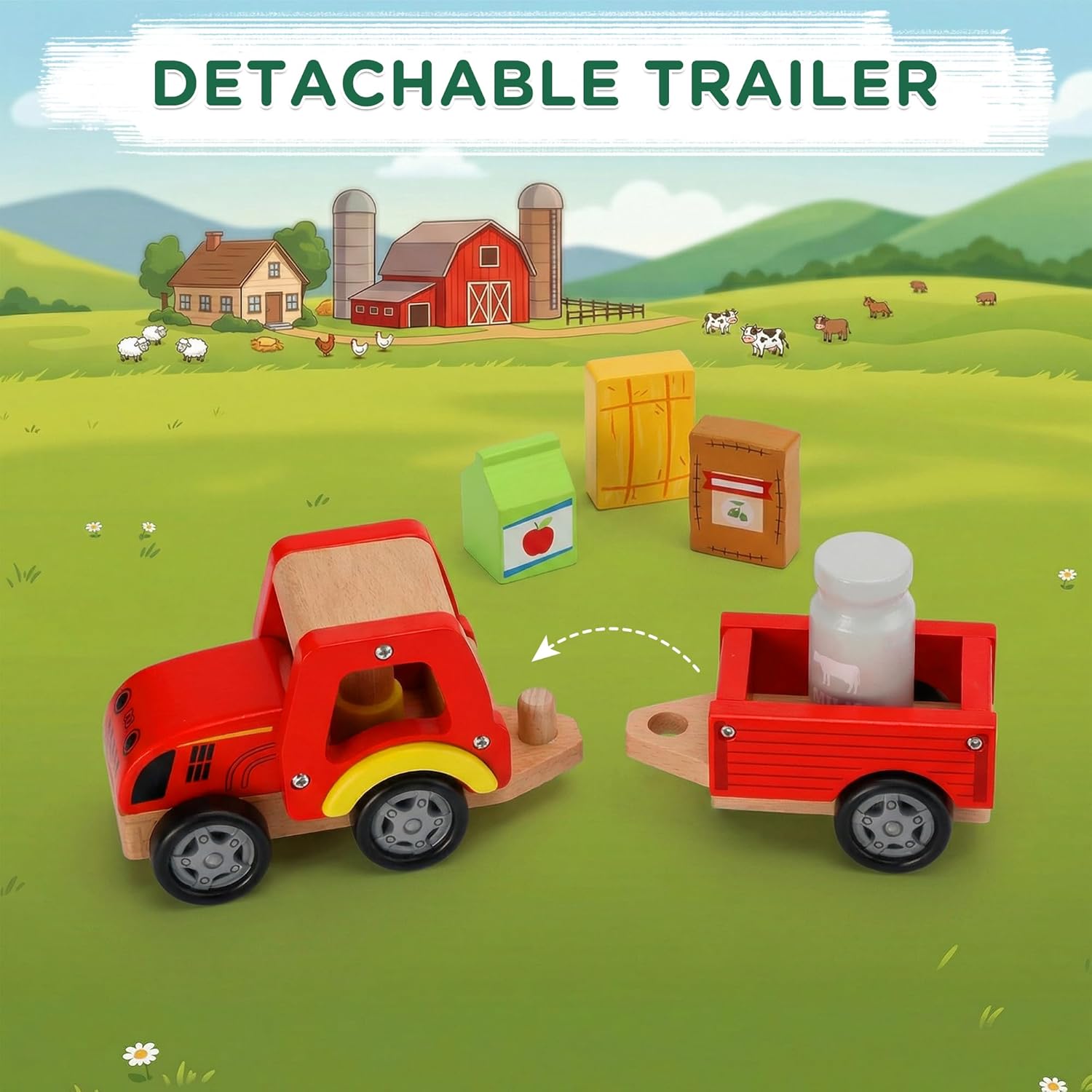 Wooden Farm Tractor Toy with D – Farming A Bewertung und Preis