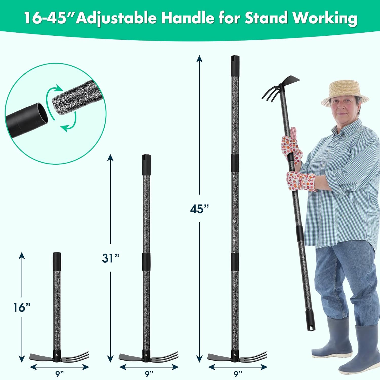 45 Inch Long Garden Hoe and Cu – Soil Tilling Cultivator Bewertung und Preis